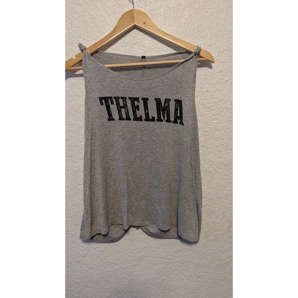 Triumph Thelma Graphic Tank Top Grey Sleeveless Tie Back Women's‎ Size L